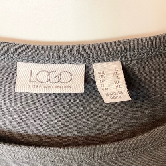 LOGO by Lori Goldstein QVC 3/4 Sleeve Cotton Slub Dress with Asymmetrical Hem L - Picture 8 of 10